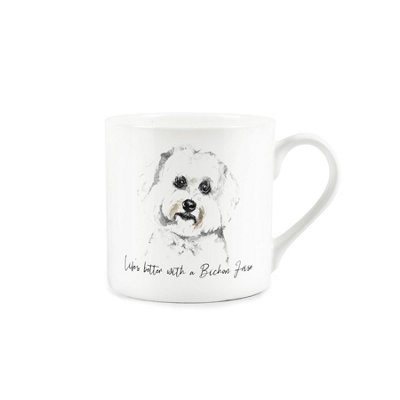 B&Q -  Bichon Frise MugLifes Better With A Bichon Frise Bone China White MugTea/coffee Gift For Dog Lovers