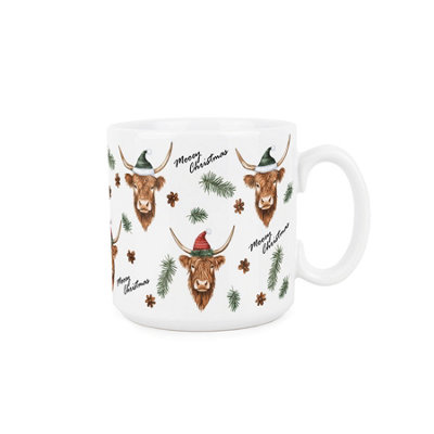 Purely Home Christmas Highland Cow MugNovelty Xmas Farm Animal GiftsTea/coffee Cup
