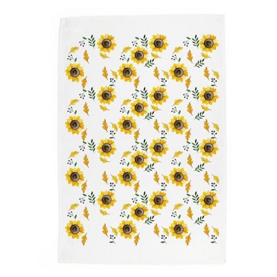 Purely Home Yellow Sunflowers Tea TowelPanama Cotton Kitchen Gift  For Flower Lovers from B&Q