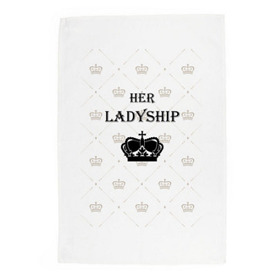 Purely Home Her Ladyship Tea TowelPanama Cotton Novelty Kitchen Gift from B&Q