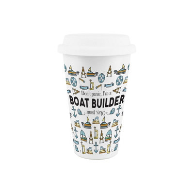 Purely Home Boat Builder Ceramic Travel MugNovelty Flask Gifts For TradiesDouble-Walled Insulated Hot/cold Drinks Cup Present from B&Q