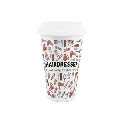 B&Q -  Hairdresser Ceramic Travel MugNovelty Trades Gifts/new Job Presents For HerDouble-Walled Insulated Hot/cold Drinks Cup
