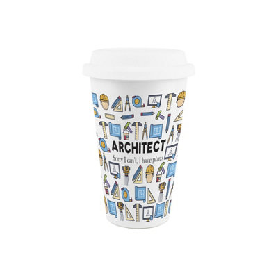 Purely Home Architect Ceramic Travel MugNovelty Humorous Tradies GiftsDouble-Walled Insulated Hot/cold Drinks Cup Present