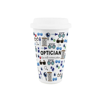 Purely Home Optician Ceramic Travel MugNovelty Eye Specialist/doctor GiftsDouble-Walled Insulated Hot/cold Drinks Cup Present from B&Q