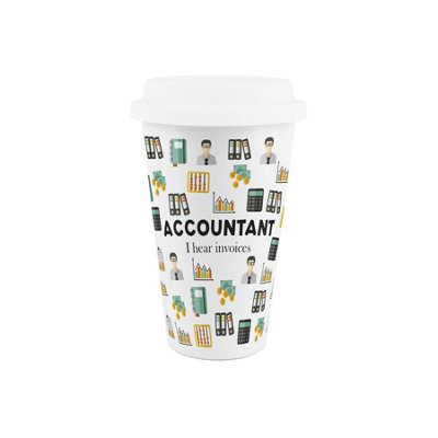 Purely Home Accountant Ceramic Travel MugHumorous Accountancy Gifts/new Job PresentsDouble-Walled Insulated Hot/cold Drinks Cup from B&Q