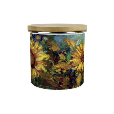 Purely Home Painted Sunflowers Storage CanisterVan Gogh Inspired Oil Paint Floral Artwork Enamel Kitchen Storage Container from B&Q
