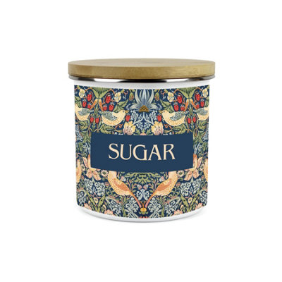 Purely Home Blue Strawberry Thief Sugar Storage CanisterMorris Inspired Tapestry Artwork Enamel Hot Drinks Kitchen Container from B&Q