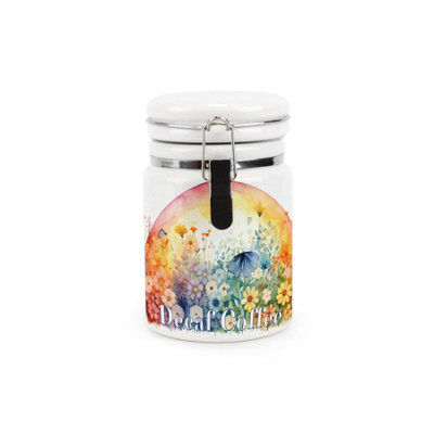 Purely Home Rainbow Flowers Decaf Coffee CanisterVibrant Sunrise Floral GiftsCeramic Storage Container With Clip Lid 400Ml from B&Q