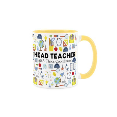 Purely Home Head Teacher MugHumorous School Teacher Funny Novelty Careers GiftsTea/coffee Hot Drinks Yellow Ceramic Cup Present from B&Q
