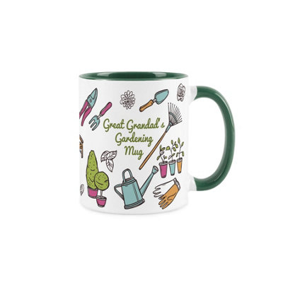 Purely Home Great Grandads Gardening MugGardening Accessories & Tools PresentsWhite & Dark Green Coffee/tea Gift For Gardeners 11Oz from B&Q