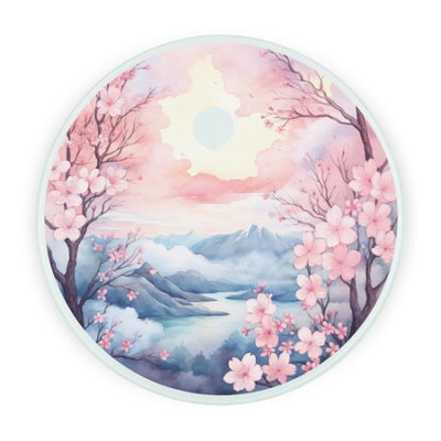 B&Q -  Cherry Blossom Mountain Round Worktop ProtectorTextured Glass Chopping Board