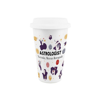 Purely Home Astrologist Ceramic Travel MugHumorous Novelty Astrologer Space Gifts/presentsDouble-Walled Insulated Drinks Flask Cup from B&Q