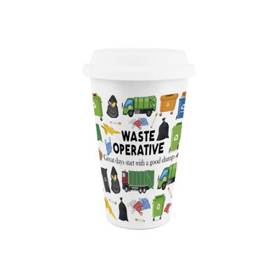 Purely Home Waste Operative Ceramic Travel MugHumorous Bin Man Worker Novelty GiftsDouble-Walled Insulated Hot/cold Drinks Flask Cup from B&Q