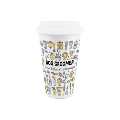 Purely Home Dog Groomer Ceramic Travel MugHumorous Pets Groomer Novelty Gifts/presentsDouble-Walled Insulated Hot/cold Drinks Flask Cup from B&Q
