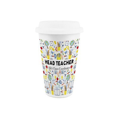 Purely Home Head Teacher Ceramic Travel MugHumorous School Teacher Gifts/presentsDouble-Walled Insulated Hot/cold Drinks Flask Cup from B&Q