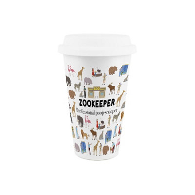 Purely Home Zookeeper Ceramic Travel MugHumorous Zoo Worker Animal Gifts/presentsDouble-Walled Insulated Hot/cold Drinks Flask Cup from B&Q