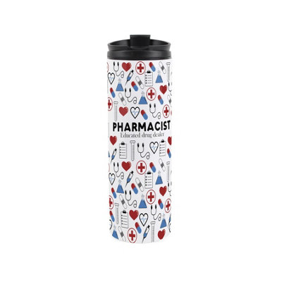 Purely Home Pharmacist Travel Mug - Novelty Medical Themed Gift - Stainless Steel Vacuum-Sealed Double-Walled Hot/Cold Drinks Travel Flask