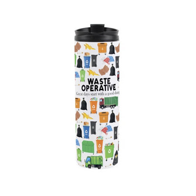 Purely Home Waste Operative Travel MugNovelty Bin Man Worker GiftStainless Steel Double-Walled Hot/cold Drinks Travel Flask from B&Q