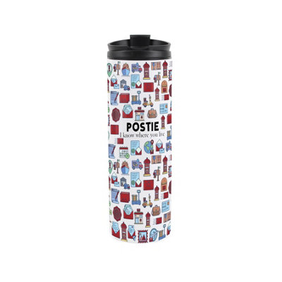 Purely Home Postie Travel MugNovelty Postman/postwoman Gift Stainless Steel Vacuum-Sealed Double-Walled Hot/cold Drinks Travel Flask from B&Q