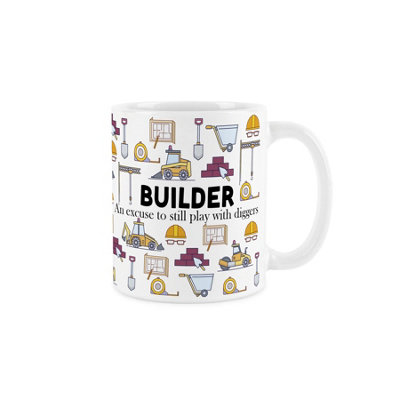 Purely Home Builder MugHumorous Digger Driver Funny Novelty Tradesman GiftTea/coffee Hot Drinks White Ceramic Cup Present from B&Q