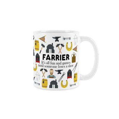 Purely Home Farrier MugHumorous Horse Shoe Fitter/equine Jobs Novelty GiftsTea/coffee Hot Drinks White Ceramic Cup Present from B&Q