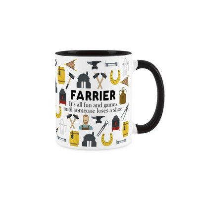 Purely Home Farrier MugHumorous Horse Shoe Fitter/equine Jobs Novelty GiftsTea/coffee Hot Drinks Black Ceramic Cup Present from B&Q