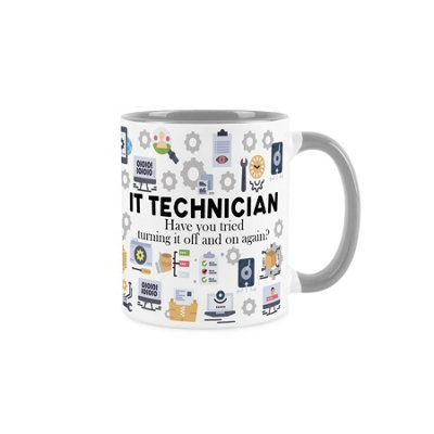 Purely Home Novelty It Technician Grey Mug - Coffee/Tea Ceramic Cup Gift - Grey - Image 3