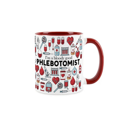 Purely Home Phlebotomist MugHumorous Medical Themed Novelty GiftsTea/coffee Hot Drinks Red Ceramic Cup Present from B&Q