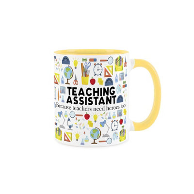 Purely Home Teaching Assistant MugHumorous School & Education Themed Novelty GiftTea/coffee Hot Drinks Yellow Ceramic Cup Present from B&Q