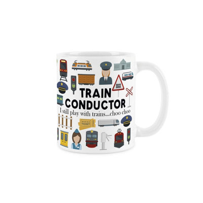 Purely Home Train Conductor MugHumorous Train Platform Railway Workers Novelty GiftsTea/coffee Hot Drinks White Ceramic Cup Present from B&Q
