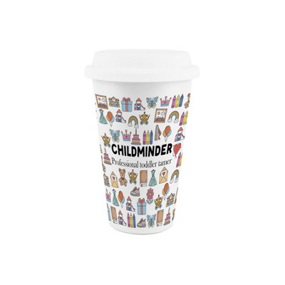 Purely Home Childminder Ceramic Travel MugHumorous Nanny Babysitter Novelty Gifts/presentsDouble-Walled Insulated Drinks Flask Cup from B&Q