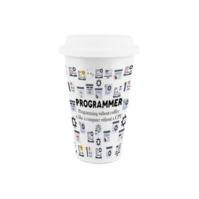 Purely Home Programmer Ceramic Travel MugNovelty Computing & Technology Gifts/presentsDouble-Walled Insulated Drinks Flask Cup from B&Q