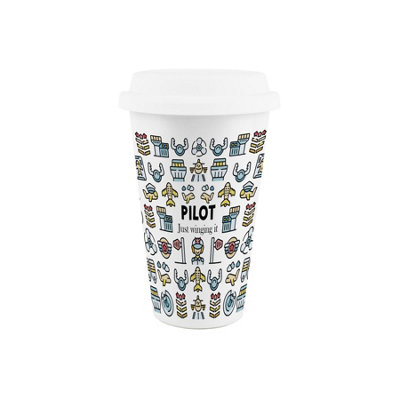 Purely Home Pilot Ceramic Travel MugNovelty Aircraft Pilot/aviator Gifts/presentsDouble-Walled Insulated Drinks Flask Cup from B&Q