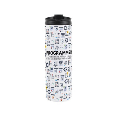 Purely Home Programmer Travel MugNovelty Computing & Technology GiftStainless Steel Double-Walled Hot/cold Drinks Travel Flask from B&Q