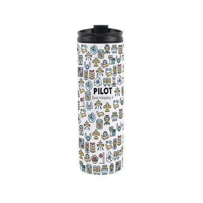 Purely Home Pilot Travel MugNovelty Aircraft Pilot/aviator GiftStainless Steel Vacuum-Sealed Double-Walled Hot/cold Drinks Travel Flask from B&Q