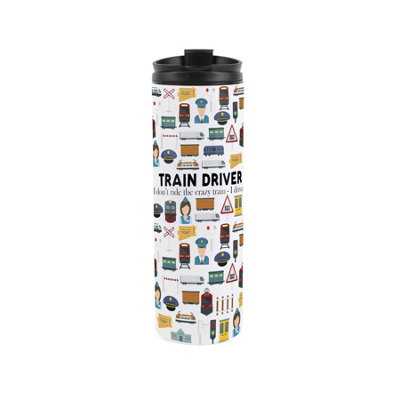 Purely Home Train Driver Travel MugNovelty Train Operator GiftStainless Steel Vacuum-Sealed Double-Walled Hot/cold Drinks Travel Flask from B&Q