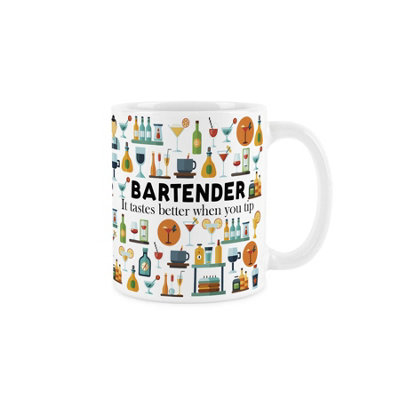 Purely Home Bartender MugHumorous Hospitality & Bar Staff Novelty Job GiftsTea/coffee Hot Drinks White Ceramic Cup Present from B&Q
