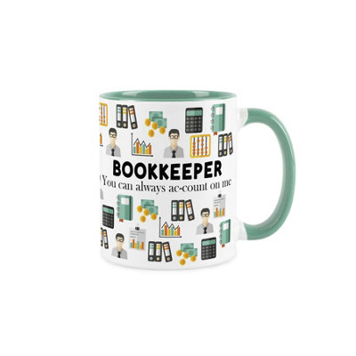 Purely Home Bookkeeper MugHumorous Accountancy Office Job Themed Novelty GiftsTea/coffee Hot Drinks Turquoise Ceramic Cup Present from B&Q