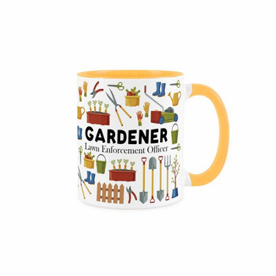 Purely Home Gardener MugHumorous Landscaping & Gardening Job Themed Novelty GiftsTea/coffee Hot Drinks Golden Yellow Ceramic Cup Present from B&Q