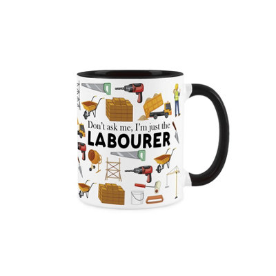 Purely Home Labourer MugHumorous Tradesmen & Labour Workers Themed Novelty GiftsTea/coffee Hot Drinks Black Ceramic Cup Present from B&Q