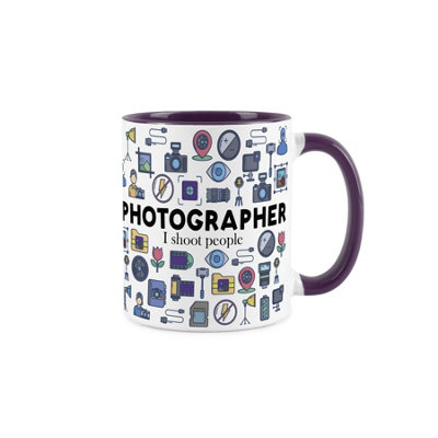 Purely Home Photographer MugHumorous Photography & Film Themed Novelty GiftsTea/coffee Hot Drinks Purple Ceramic Cup Present from B&Q