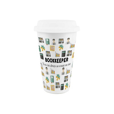 Purely Home Bookkeeper Ceramic Travel MugHumorous Accountancy Office Job Gifts/presentsDouble-Walled Insulated Drinks Flask Cup from B&Q