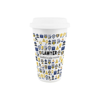 B&Q -  Lawyer Ceramic Travel MugNovelty Solicitor & Barrister Gifts/presentsDouble-Walled Insulated Drinks Flask Cup