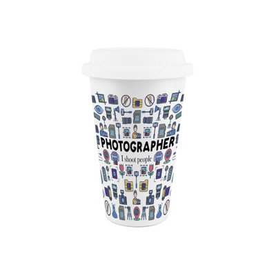Purely Home Photographer Ceramic Travel MugNovelty Photography & Film Gifts/presentsDouble-Walled Insulated Drinks Flask Cup from B&Q