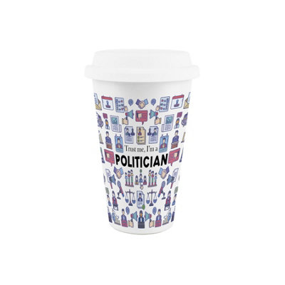 Purely Home Politician Ceramic Travel MugNovelty Politics & Parliament Gifts/presentsDouble-Walled Insulated Drinks Flask Cup from B&Q