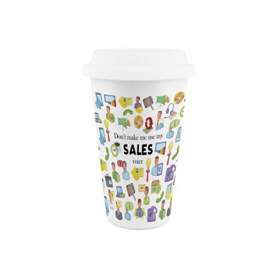 Purely Home Sales Ceramic Travel MugNovelty Salesman/saleswoman Gifts/presentsDouble-Walled Insulated Drinks Flask Cup from B&Q
