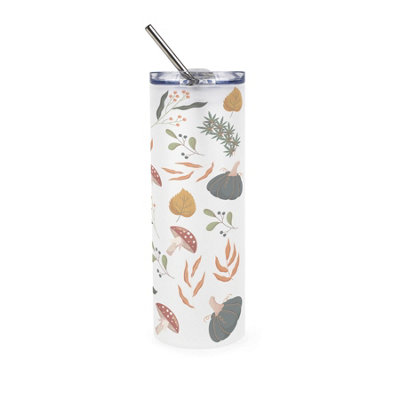 Purely Home Autumn Elements Frosted Glass Travel Flask With Straw - Image 3