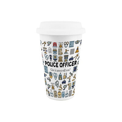 Purely Home Police Officer Ceramic Travel MugNovelty Policeman/policewoman Gifts/presentsDouble-Walled Insulated Drinks Flask Cup from B&Q