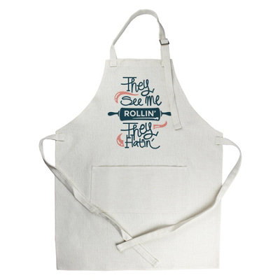 Purely Home They See Me Rolling ApronFunny Quotes Kitchen Gifts For Cooks Adjustable Neck/waist Ties Cooking & Baking Apron from B&Q