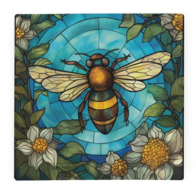 Purely Home Stained Glass Bee Large Square Worktop ProtectorSmooth Glass Chopping Board from B&Q